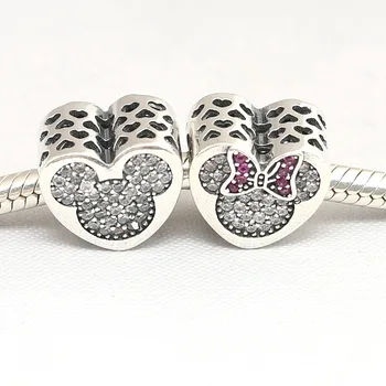 

1PC Authentic 925 Sterling Silver Charm Little Mouse Full Crystal Beads For Original Pandora Charm Bracelets & Bangles Jewelry