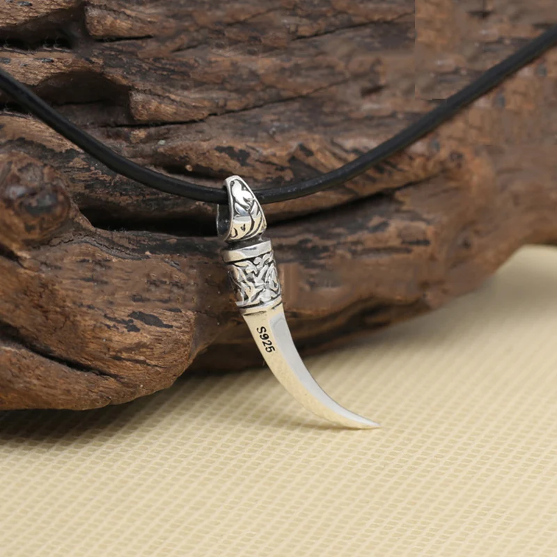 

100% Real 925 sterling silver Wolf Tooth Charm Pendant for Men Women Jewelry Necklace Pendant DIY Jewelry Making Birthday Gifts