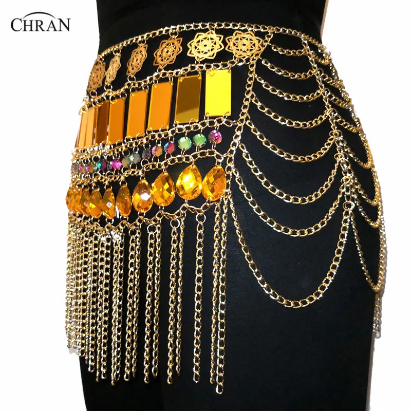 Sexy Gold Fringe Skirt Belly Dancer Waist Belt Chain Burning Man Jewelry  Bra Bralete Festival Dress EDM Wear Ibiza Jewelry