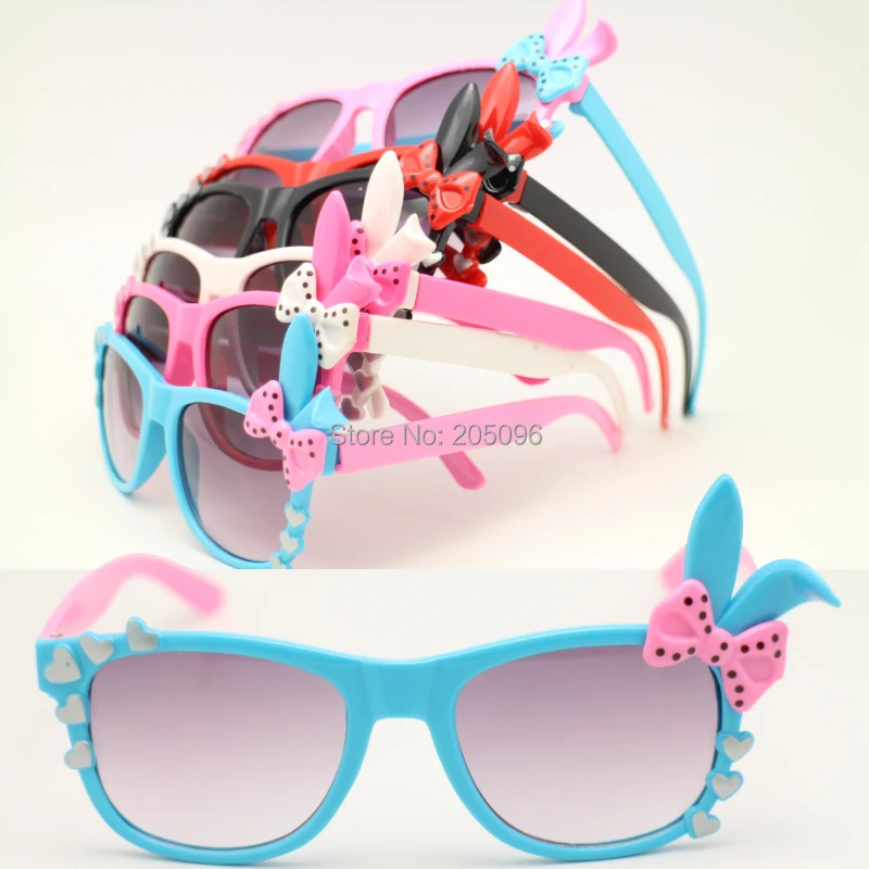 

wholesale LM006 girls cuterabbit and bow cartoon front with gradient UV-400 lens sunglasses holiday decoration eyewear