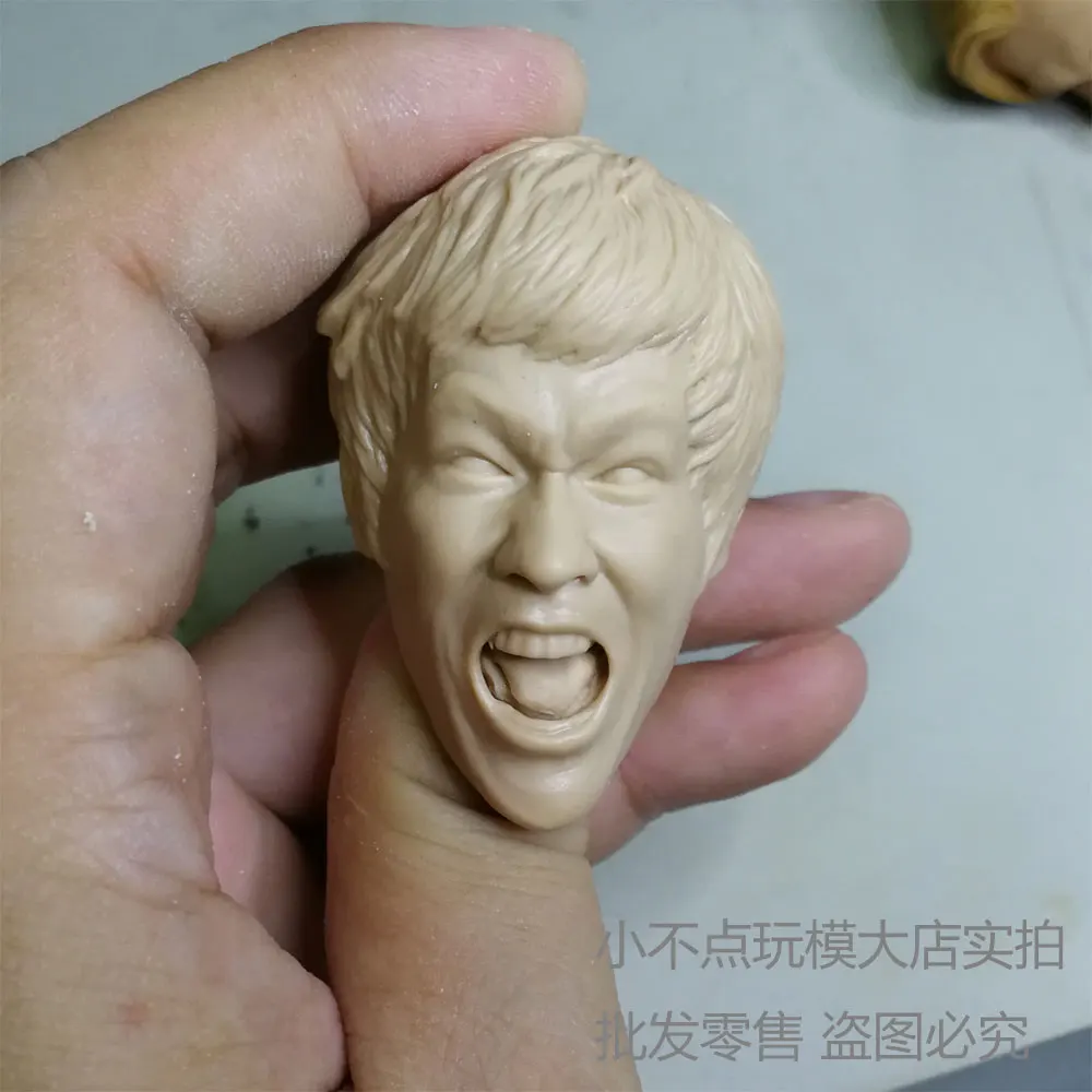 

1/6 scale blank Head Sculpt Bruce Lee angry face The Big Boss unpainted