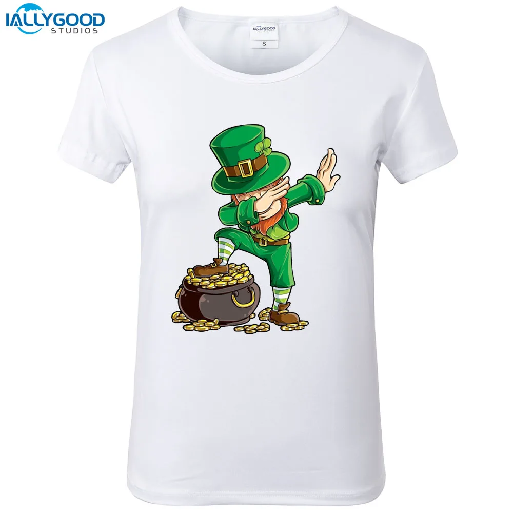 Summer Funny st patricks day dab T Shirt Women Cool Printed T shirt