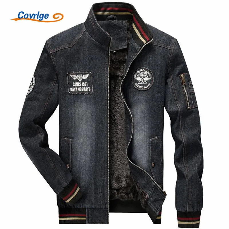 

Covrlge 2018 Men Jacket Brand Clothing Denim Jacket Fashion Mens Jeans Jacket Thick Warm Winter Outwear Male Cowboy MWJ107