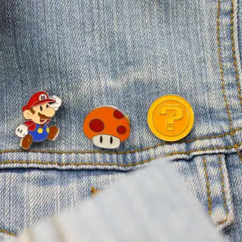 

1pc Hot sale Cartoon Anime Super Mario Mushroom cosplay Badges cute Icons on The Backpack Pin Brooch Badge figure toys gift