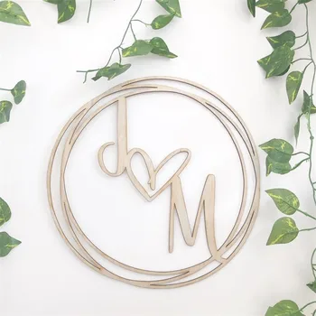 

35cm Round Circle Personalized Wedding Welcome Sign Initials Custom Wooden Wedding Sign Wedding Decoration Wood Rustic Hanging