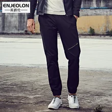 Enjeolon, брендовые длинные брюки, мужские черные хлопковые спортивные штаны, Мужские штаны на молнии, качественные мужские хлопковые повседневные брюки K6072