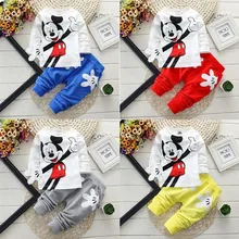 Одежда для маленьких мальчиков с Микки Маусом; комплект одежды для новорожденных девочек; весенний спортивный комплект одежды для маленьких девочек; Roupas Bebe; хлопковая одежда для детей