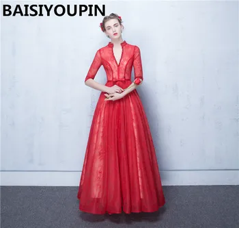 

Prom Dresses Long Abito Cerimonia Donna Sera 2020 Sexy Open Back Red Lace Formal Evening Gowns Dresses