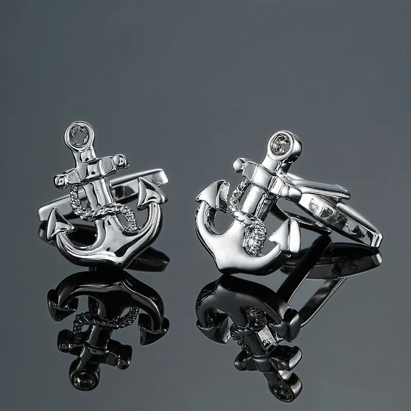 

Free shipping, new silvery anchor cufflinks fashion men's shirt cufflinks senior designer elaborate design brand shirt buttons