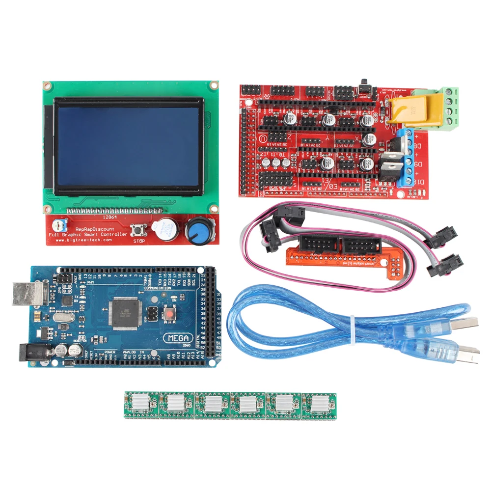 1pcs Mega 2560 R3 + 1pcs RAMPS 1.4 Controller + 5pcs A4988 Stepper Driver Module +1pcs 12864 controller for 3D Printer kit