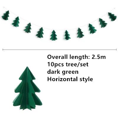 Натальная 3D Бумага Рождественская елка гирлянды подвесные украшения Рождественские украшения для дома год Arbol De Navidad noel DIY - Цвет: style 2 darkgreen
