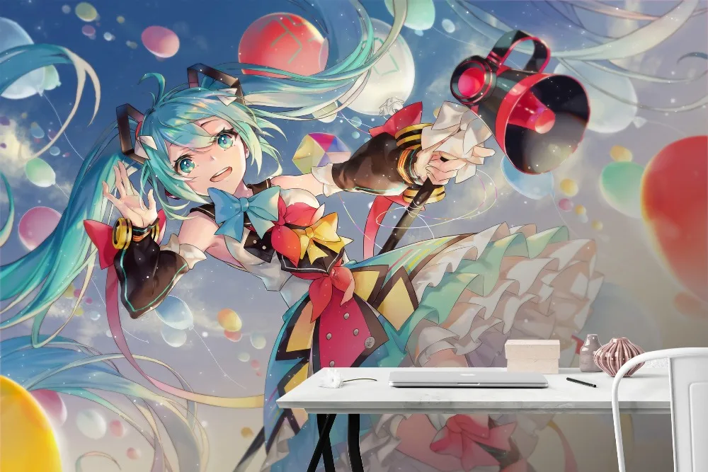 

[Self-Adhesive] 3D Hatsune Miku Magic 33 Japan Anime Wall Paper mural Wall Print Decal Wall Murals