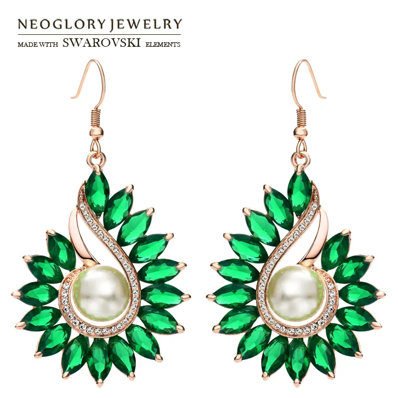 

Neoglory Austria Rhinestone & Simulated Pearl & Zircon Drop Earrings Elegant Rose Gold Color Trendy For Sylish Women Sale