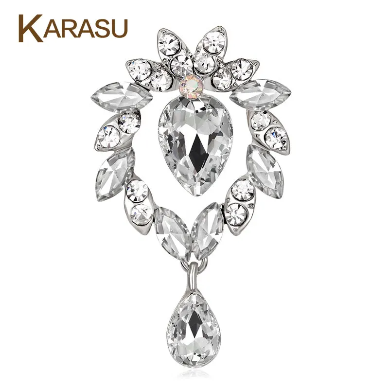 

Big Hollow Water Drop Crystal Rhinestone White Brooches for Women Brooch Pins Jewelry Wedding Party Decoration