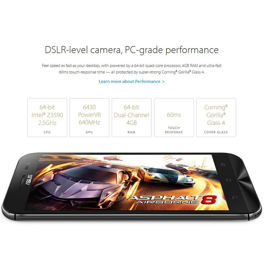 Новый мобильный телефон ASUS ZenFone ZOOM ZX551ML 3x оптический зум 4G LTE 5 &quot1080x1920 p Intel Atom quad core
