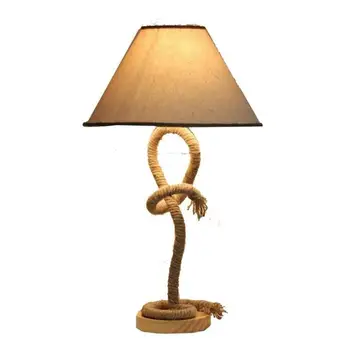 

Mediterranean hemp lamp American hand knitted marine float knot iron art log solid wood bedside lamp LU807154
