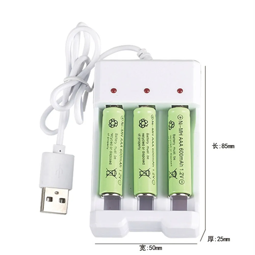 

Battery Charger Adapter 1.2V Universal Smart 3-Slot AA/AAA Rechargeable Battery Charger Adapter USB Plug
