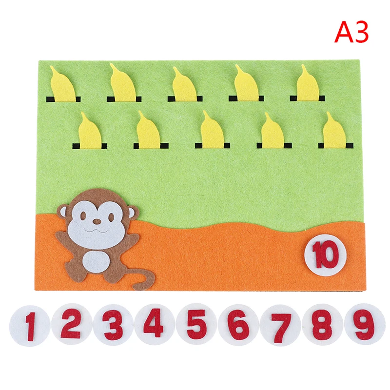 

Felt Cartoon Card Early Teaching Kids by Hands Study Math The Numbers Add and Subtract Felt Craft Math Toys For Children