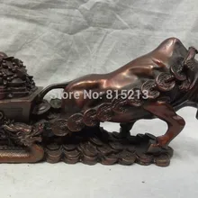 Bi001043 1" Китайский Бронзовый Богатство Монета фэншуй Баллок-корзину bull волах Yuanbao Статуя