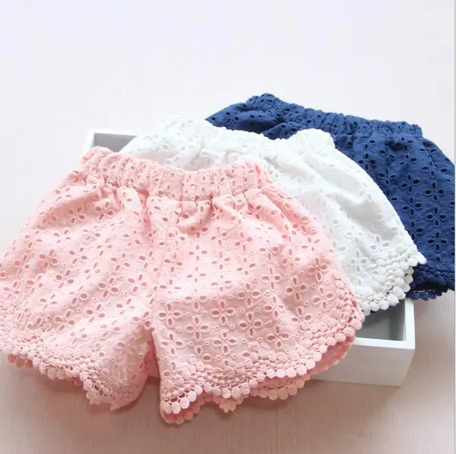 2017 new girls shorts fashion lace hollow baby shorts for kids 2 7Y