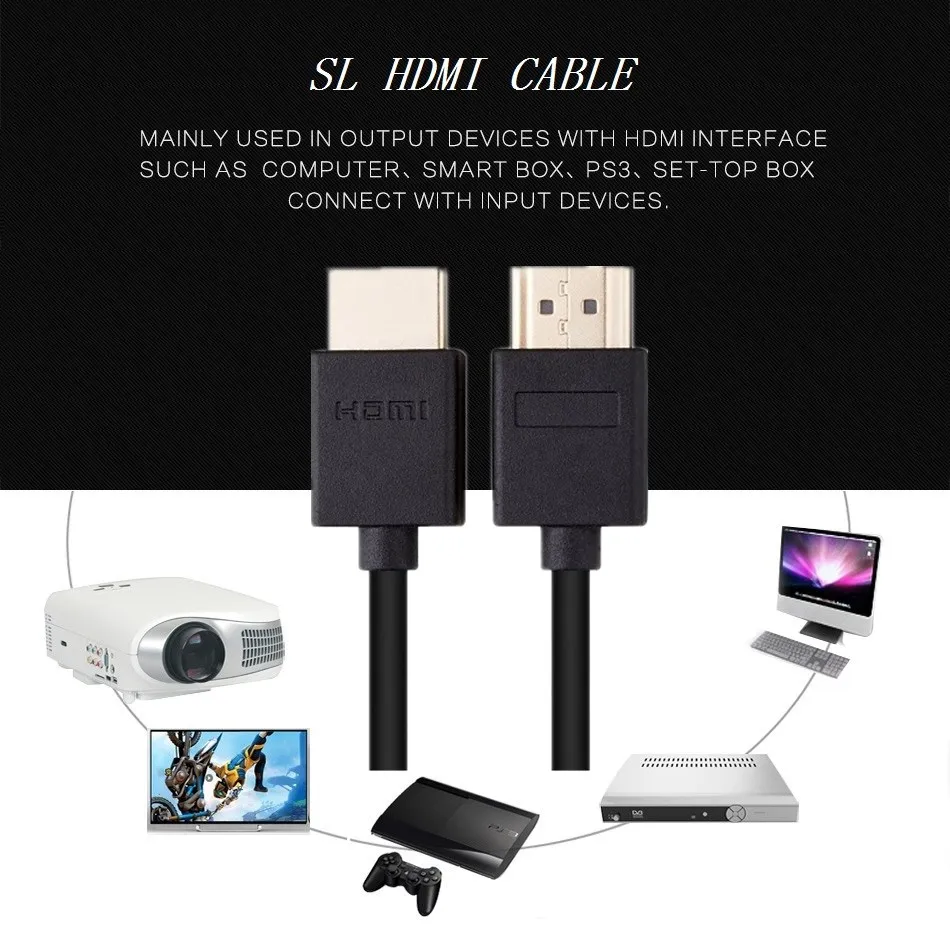 SL Высокоскоростной HDMI кабель 1,5 m-2,0 Ultra HD 4K категория-Ethernet, аудио обратный канал, 3D, 1080 P-Xbox playstation PS3/4