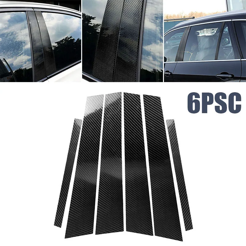 

1Set Carbon Fiber Car Window B-pillars Molding Trim Car Styling Stickers For BMW