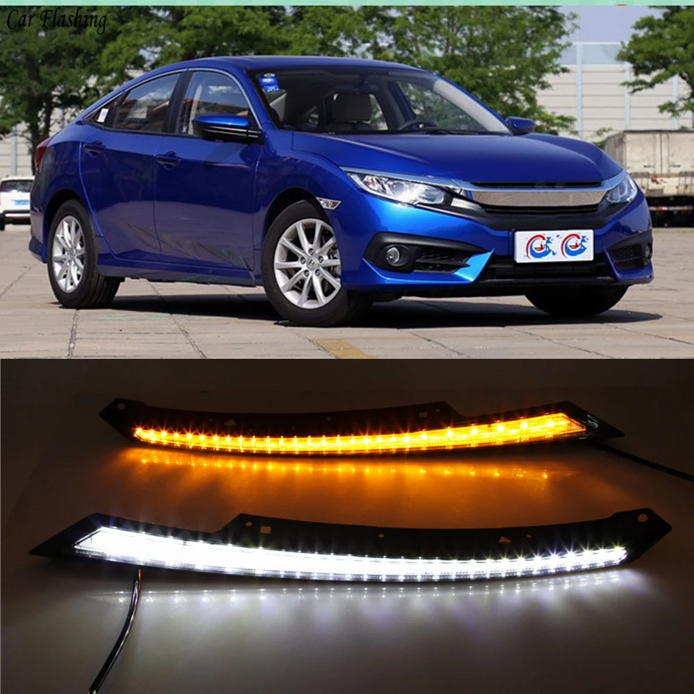 Автомобильная проблесковая 1 комплект светодиодный для Honda Civic 10th 2016 2017 2018 DRL