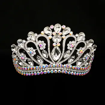 

New Silver Gold Color Wedding Queen Crown Luxury Crystal Big Tiara Crowns With Comb Bride Wedding Bridal Headdress