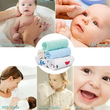 

6pcs/Set Baby Face Towel Soft Cartoon Baby Cotton Breathable Towel Children Absorbent Feeding Bibs Cloth Kids Face Towel