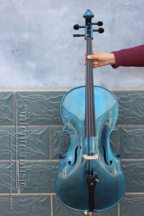 Yinfente* 5 струнная электрическая акустическая виолончель 4/4 клен+ ель мощный звук синий 4 струны