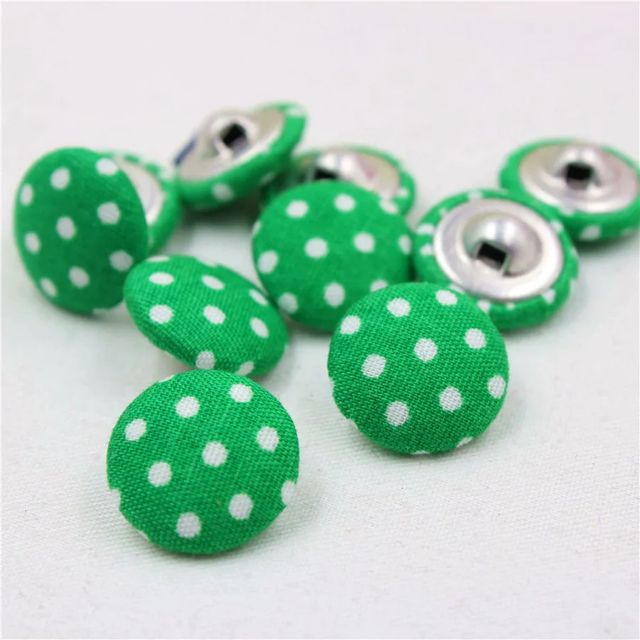 YJHSMY 10 Style 100 pcs/Lot 15mm Dot Fabric Covered Cloth