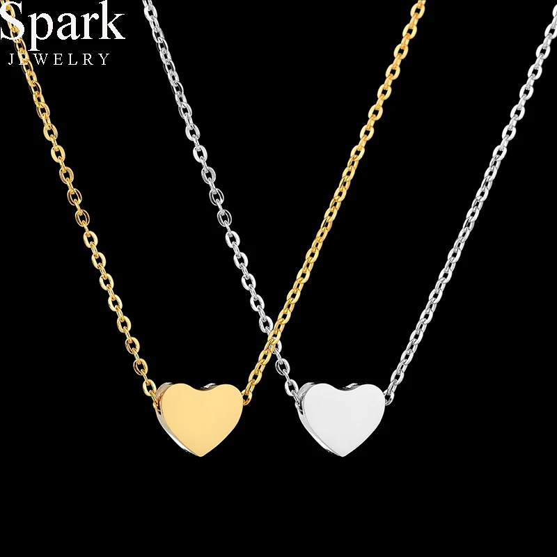 

Spark Simple Jewelry Gold Color Cute Heart Pendant Necklace Stainless Steel Charm Chain Love Necklace Drop Shipping
