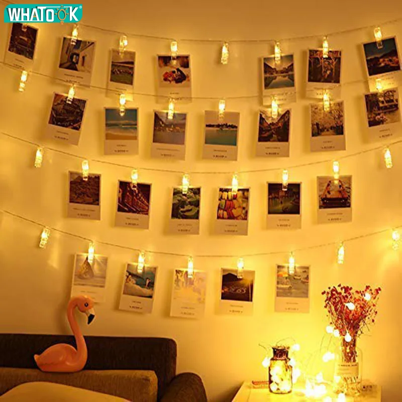 

DIY 1.5M 2M 3M 5M Mini LED Photo Clip String Lights Garland Fairy Lamp New Year Christmas Party Wedding Home Decor Battery Box