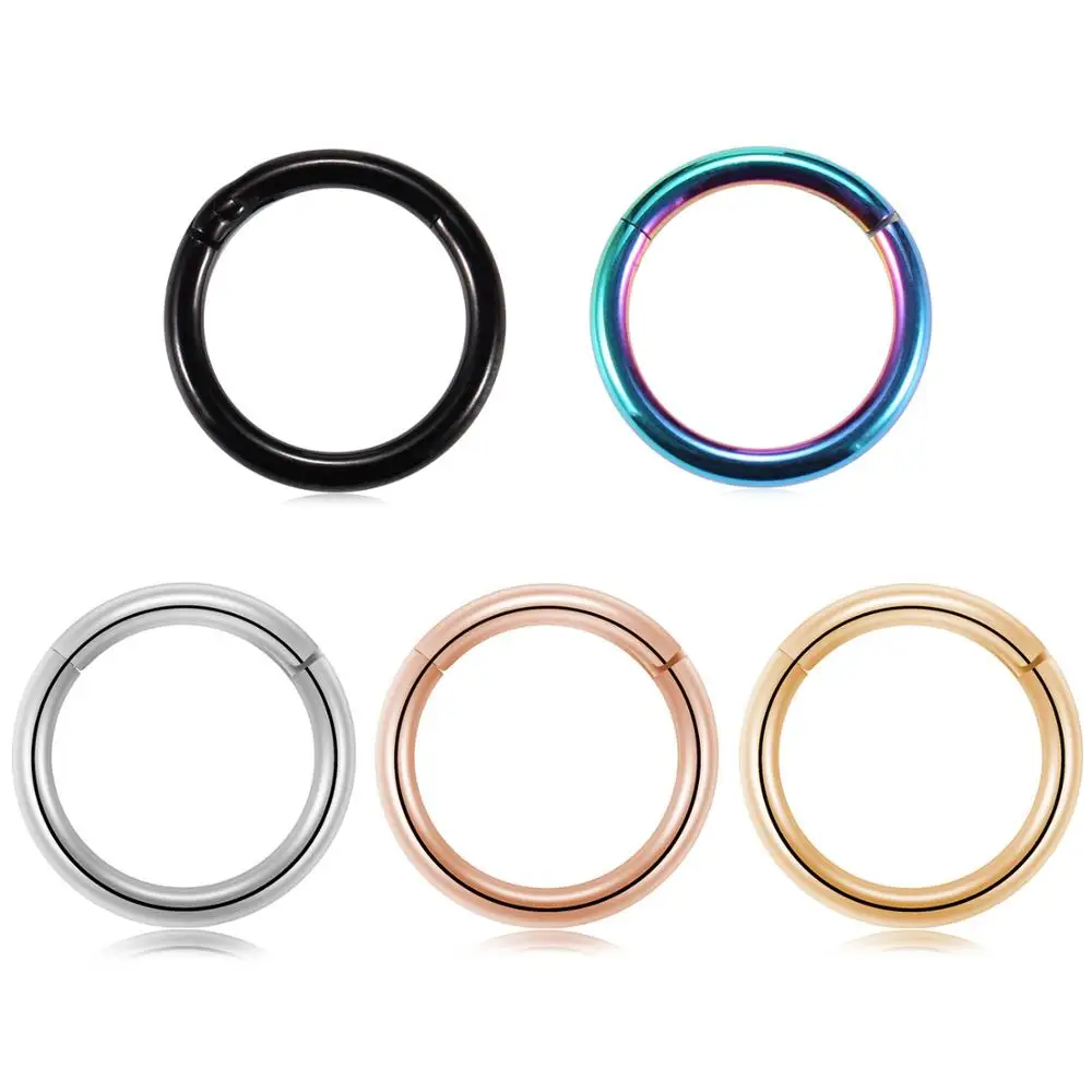 

18G 8/10 /12mm Nose Ring Hoop Septum Piercing Clicker Segment Seamless Hoop Nose Ring Body Piercing