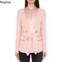 Nepole модный двубортный пояс, карманы, Женский блейзер Modis, однотонный простой Ol Топ 2019 весна осень, новое пальто на пуговицах 42711