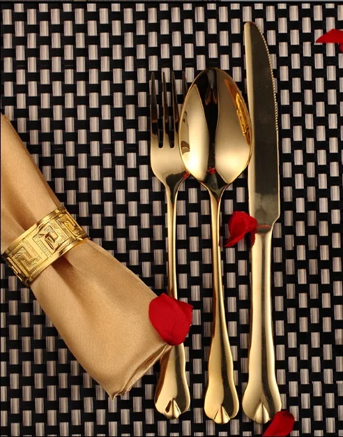 Золотой столовые приборы высокого класса покрытый металлом нож и вилка не выцветает нержавеющая сталь западный стиль набор посуды s