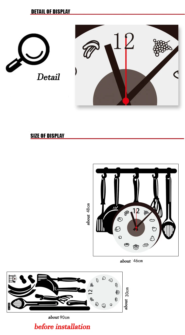 Кухонные часы настенные наклейки последние большие креативные настенные часы кухонные украшения креативные diy домашние головоломки декоративные часы