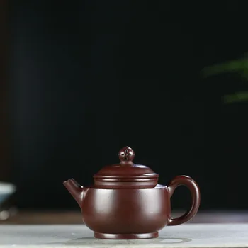 

Yixing Dark-red Enameled Pottery Teapot Famous Full Manual Raw Ore Purple Zhu Gu Gu Lotus Kettle Kungfu Online Teapot Tea Set