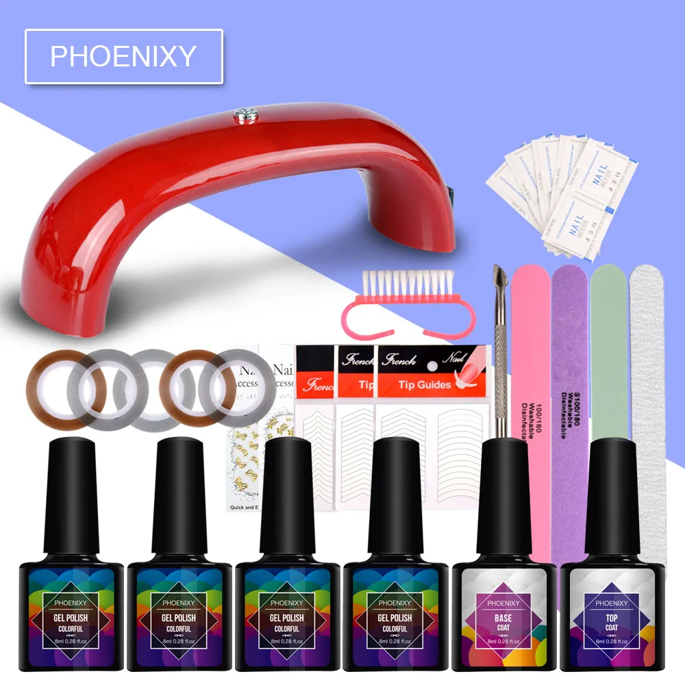 

Nail Set 6W LED Lamp With 4Pcs Nail Gel Polish Soak Off Manicure Lacquer Varnish Gel Nail Polish Kit Nail Art Tools Manicure Set