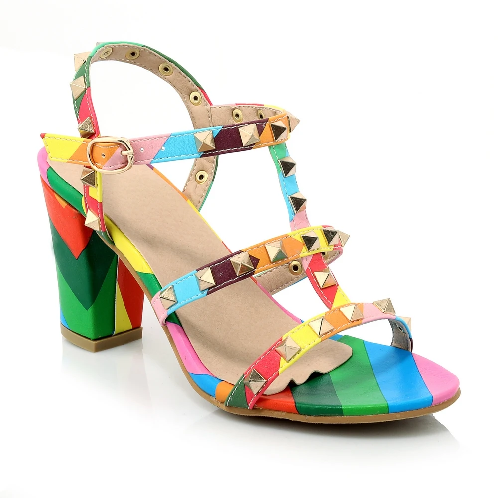

TXCNMB 2019 mixed colors women sandals summer high heels ladies party wedding shoes woman dress shoes big size 43 sandals woman