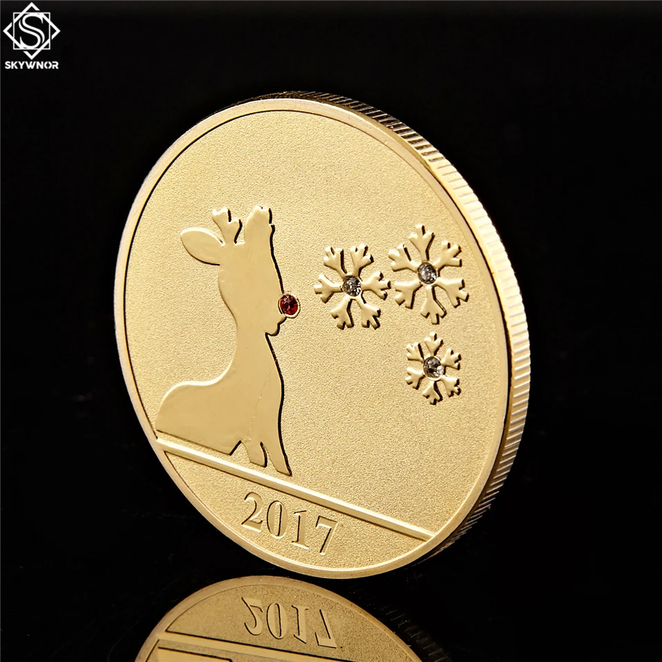2019 Merry Christmas Snowman Deer Gold Commemorative Coin Collection