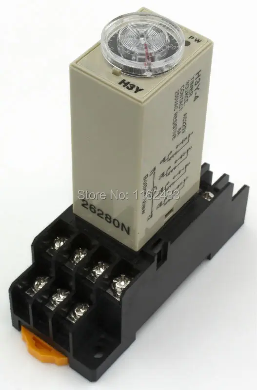 

H3Y-4 DC 24V On-delay 4PDT time relay with socket H3Y series timer with base 30s 60s 30min 60min