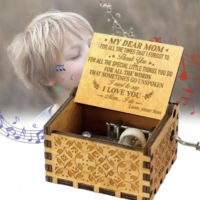 

Handmade Cassical Music Box Hand-cranked Wooden Music Box Dad Send Daughter or Son Send Mom Birthday or Special Festival Crafts