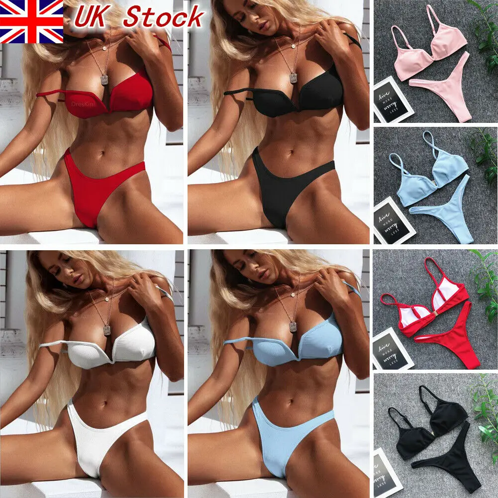 

2019 Hot Women Triangular Trunks Bikini Set Bottom Swimwear Cheeky Thong V Swim Trunks Sexy Women Beachwear Solid Black S-XL