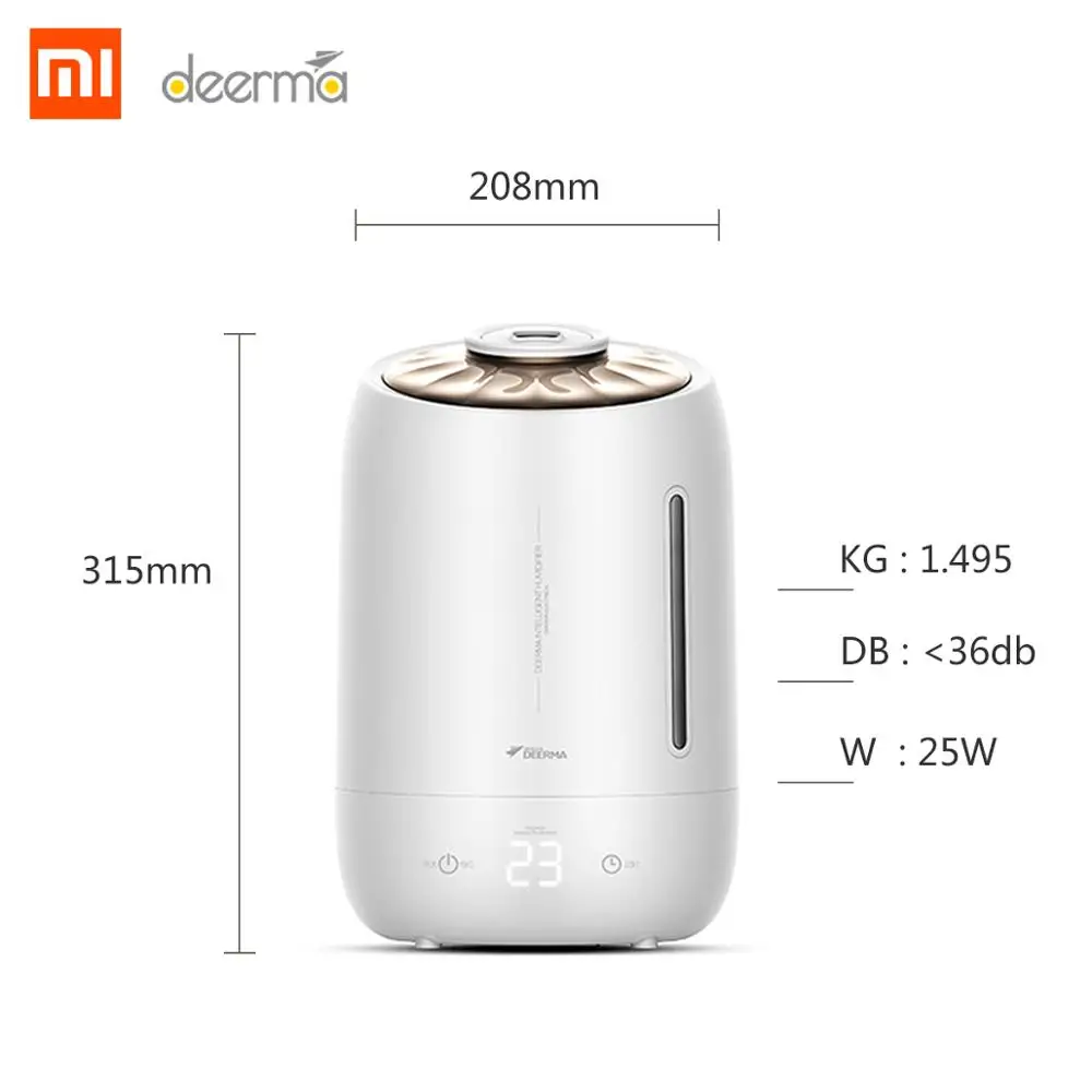 Xiaomi Deerma 5L увлажнитель воздуха ультразвуковой с сенсорным экраном 12 часов