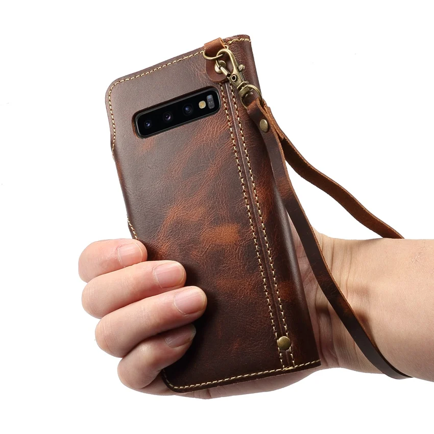 Популярный Чехол-бумажник из натуральной кожи для samsung Galaxy S10 Plus Lite S10e S10+ чехол для телефона в стиле ретро, винтажный Чехол-книжка с застежкой