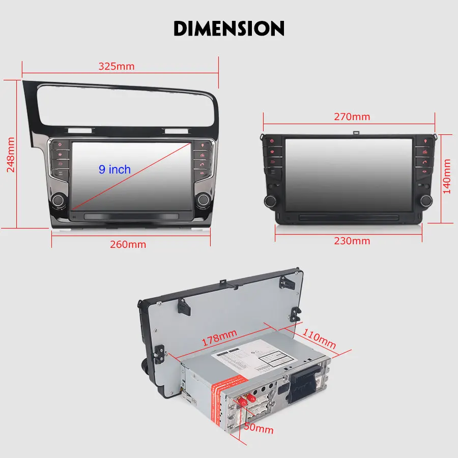 Perfect Erisin ES3811G  PX30 Android 8.1 Car Multimedia Player 9" Car DVD GPS for VW Golf VII/7 18