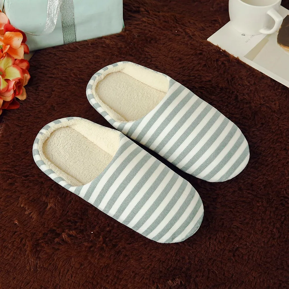 Sleeper#501 NEW Women Men Warm Striped Slipper Indoors Anti-slip Winter House Shoes casual home ladies hot Free Shipping