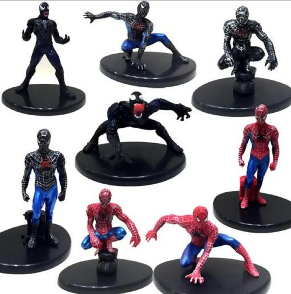 

Marvel 7cm Spider Man Captain America Figure Spiderman Q version PVC Action Figures toys for kids Christmas gift