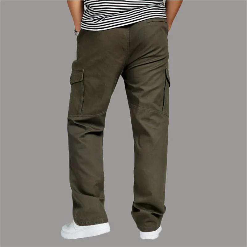 Xl-6Xl больших размеров в стиле милитари; сезон осень-зима; плотные брюки-карго с карманами на молнии; рабочие брюки зеленого цвета; A2568